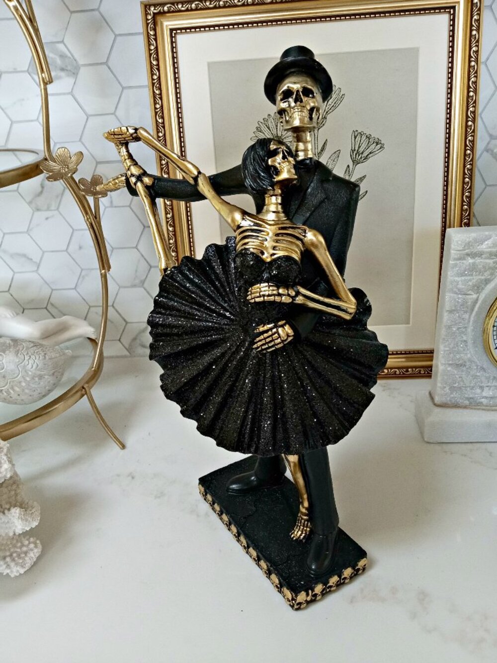 NEW! GOTH GLAM BALLROOM DANCING SKELTON COUPLE